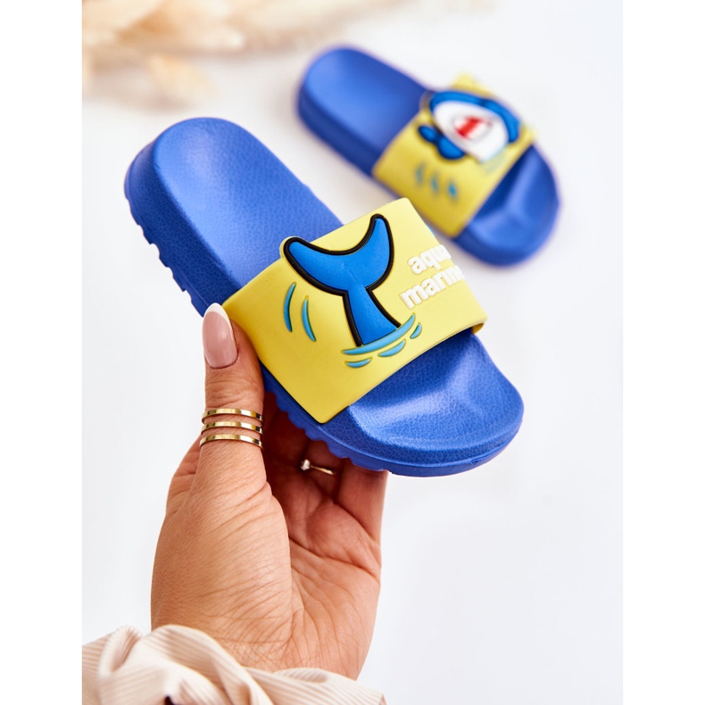 Light Children's Yellow-Blue Sharky Slippers 1