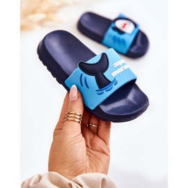Light Children's Blue and Navy Sharky Slippers navy blue 1