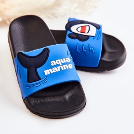 Light Children's Dark Blue Sharky Slippers black 2 Light Children's Dark Blue Sharky Slippers black 2
