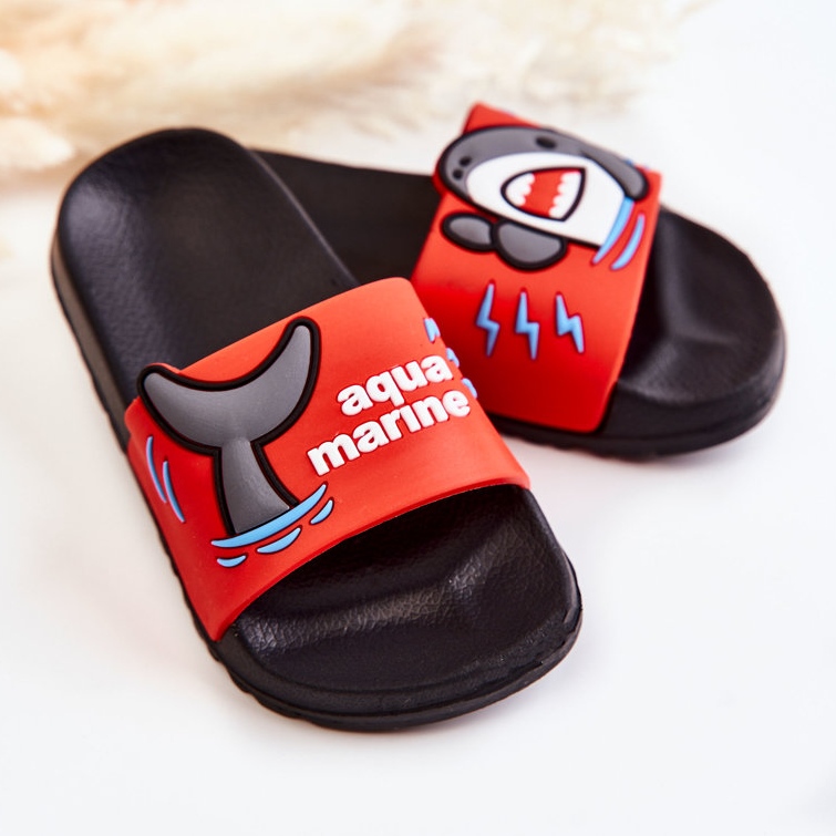 Light Children's Red and Black Sharky Slippers 2