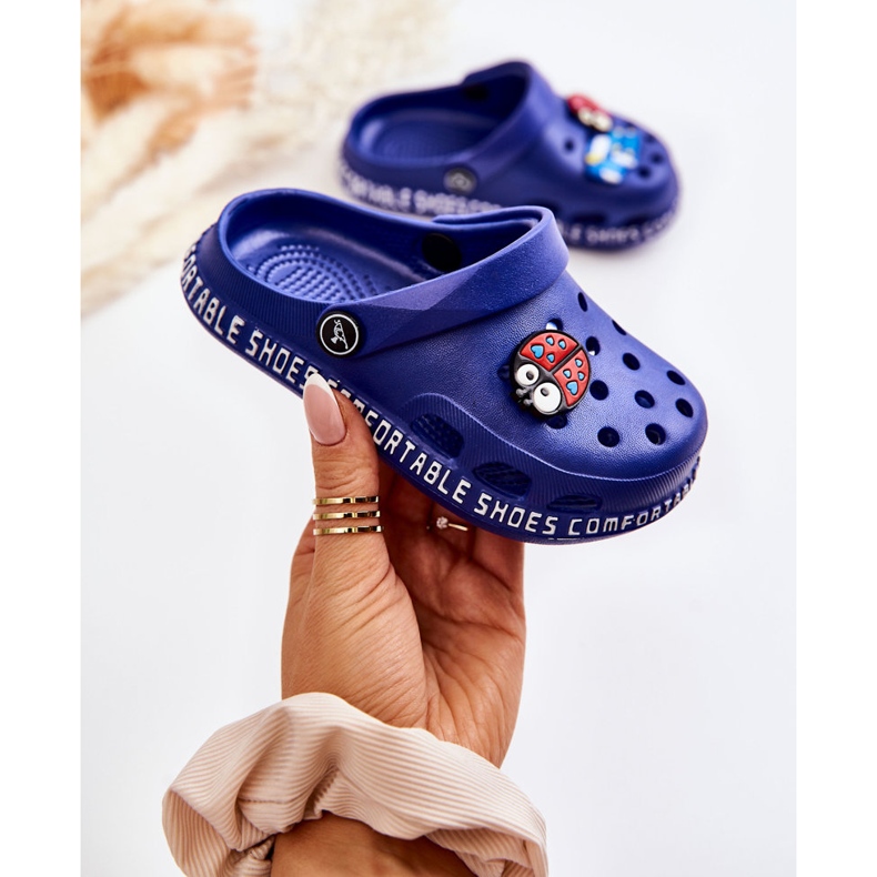 BM Children's Light Slippers Crocs With Navy Blue Bertis Decoration 1