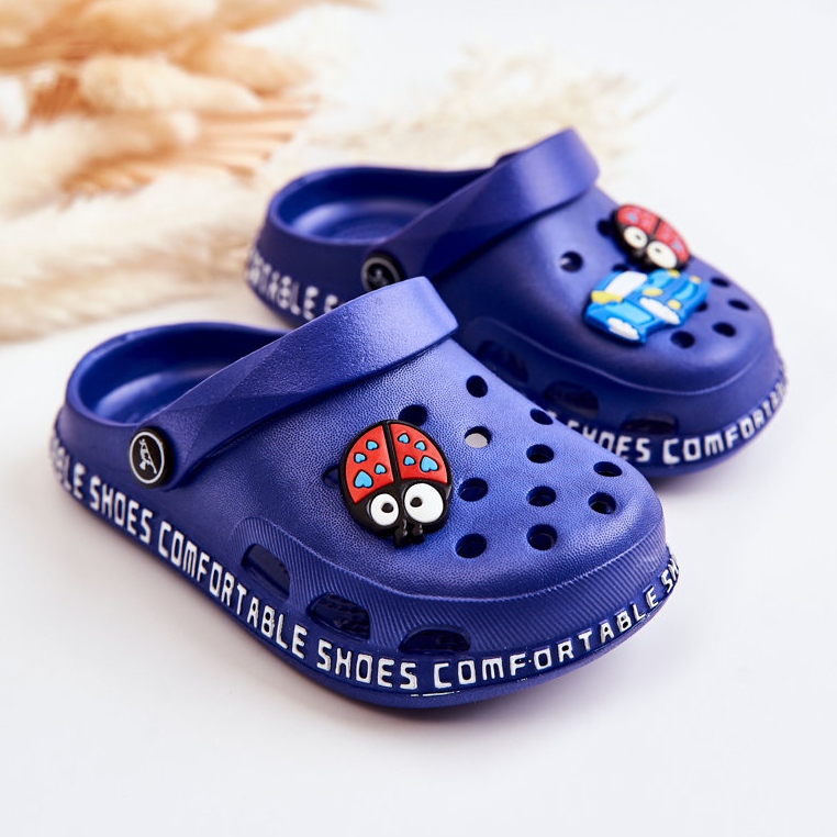 BM Children's Light Slippers Crocs With Navy Blue Bertis Decoration 2