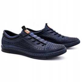 Polbut Men's leather shoes for the summer k22 navy blue 2