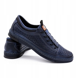 Polbut Men's leather shoes for the summer k22 navy blue 3