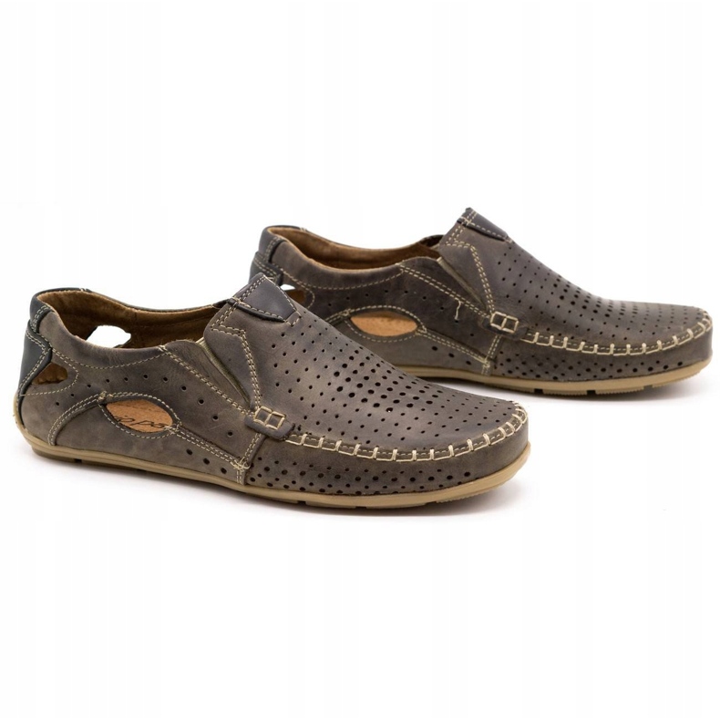 Olivier Men's shoes, moccasins 901, brown for summer 2