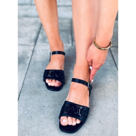 Iona Black low-heeled sandals 2