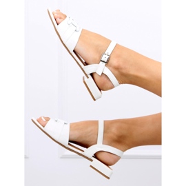 Iona White low-heeled sandals 1
