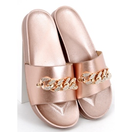 Tilia Champagne slippers with chain pink 1