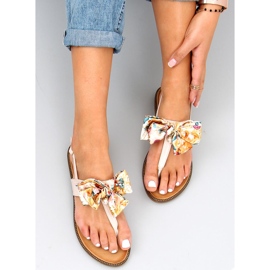 Flip-flops with a bow Odette Beige 1