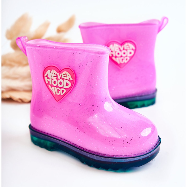 Children's Brocade Rain Boots Fuchsia pink 2