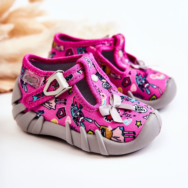 BEFADO S.A. Befado Supergirl Slippers With A Bow 110P457 Pink-Gray 1