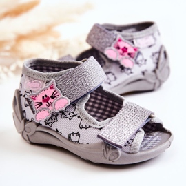 BEFADO S.A. Sandals Slippers Befado Velcro Cats 242P102 Gray 2