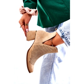 Suede Openwork Boots Lewski Shoes 3165 Beige 2