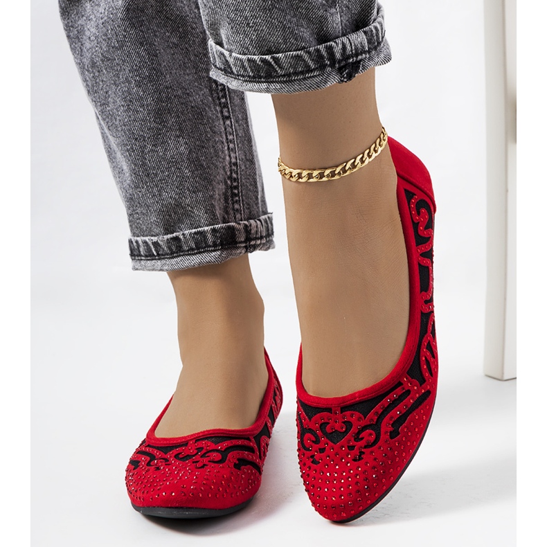 Red ballerinas with openwork Selam ornaments black 1