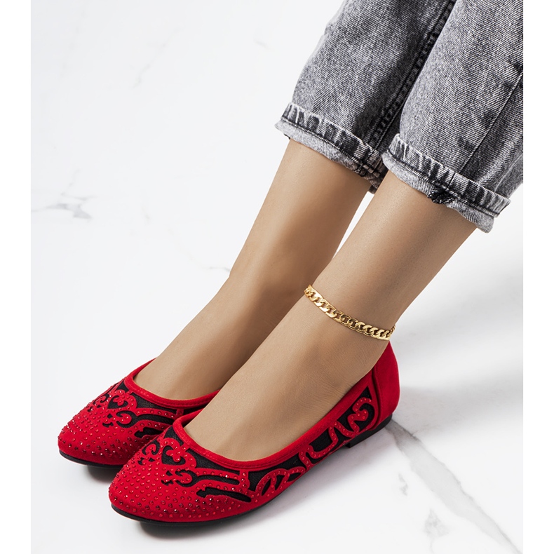 Red ballerinas with openwork Selam ornaments black 2