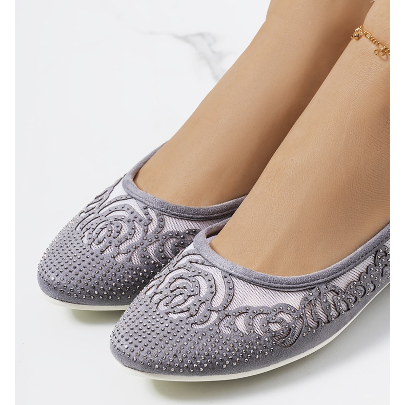 Gray ballerinas with openwork Astrid ornaments grey 2