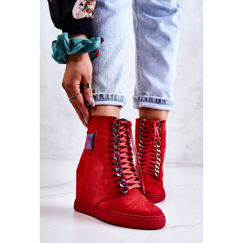 Women's Sneakers Lu Boo With Chains Suede Multi-Red Monica 1