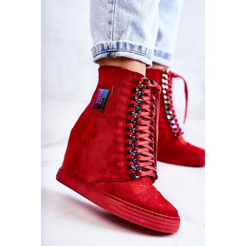 Women's Sneakers Lu Boo With Chains Suede Multi-Red Monica 2