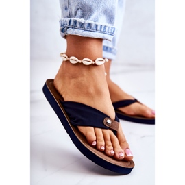 Women's Material Flip-flops Big Star JJ274A346 Navy Blue 1