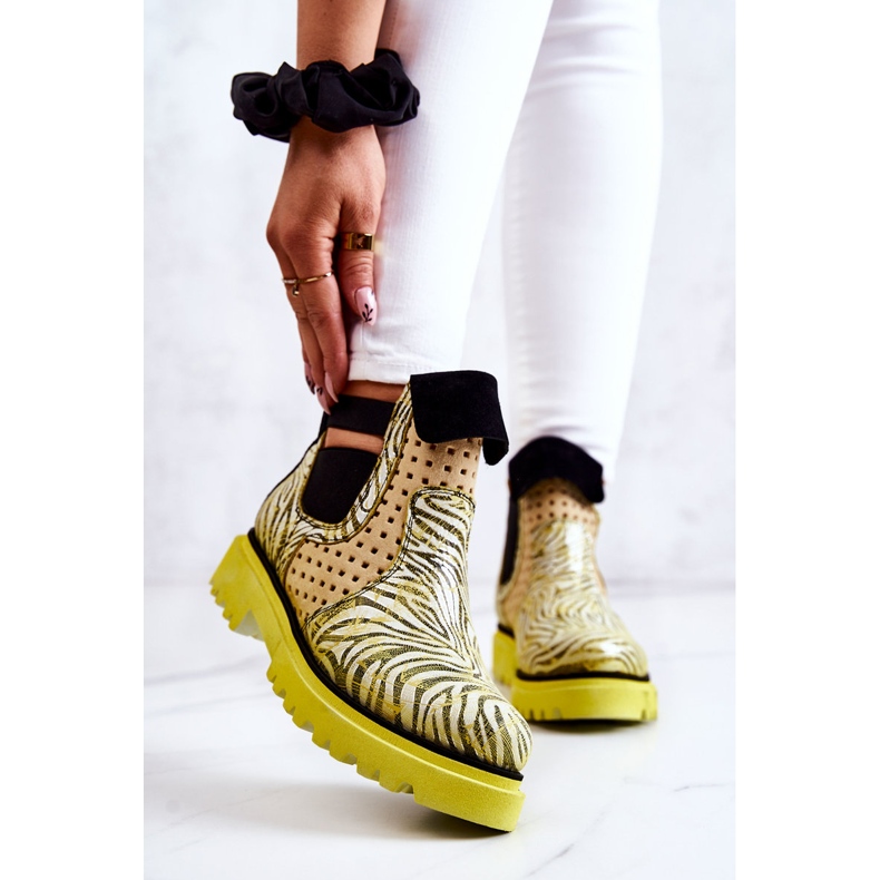 Maciejka 05324-07 Leather Slip-On Boots Yellow beige green 1 Maciejka 05324-07 Leather Slip-On Boots Yellow beige green 1