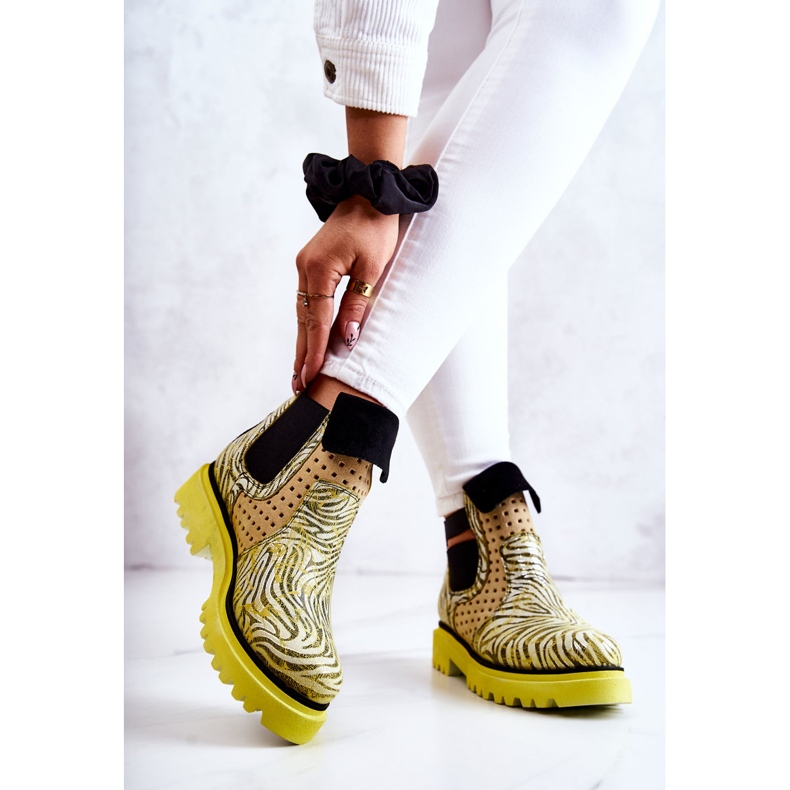 Maciejka 05324-07 Leather Slip-On Boots Yellow beige green 2