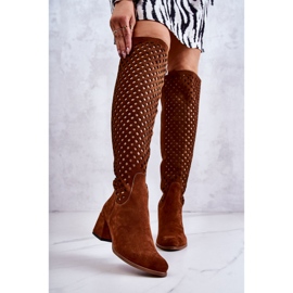 PA2 Generous Brown Openwork Suede Boots 1