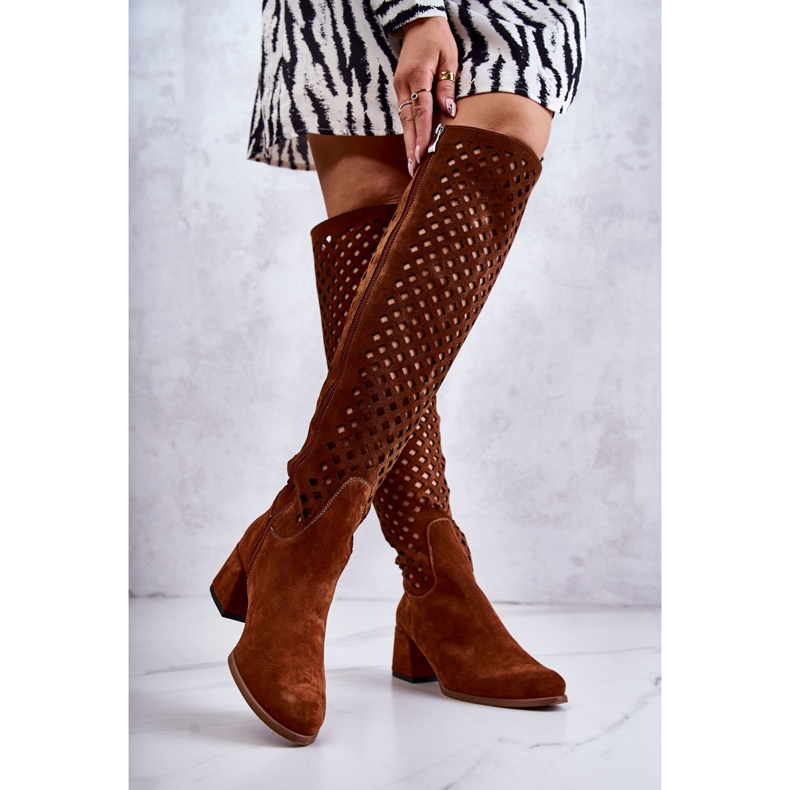 PA2 Generous Brown Openwork Suede Boots 2
