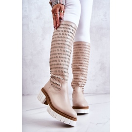Openwork Leather Boots With Beige Lativia Zipper 1