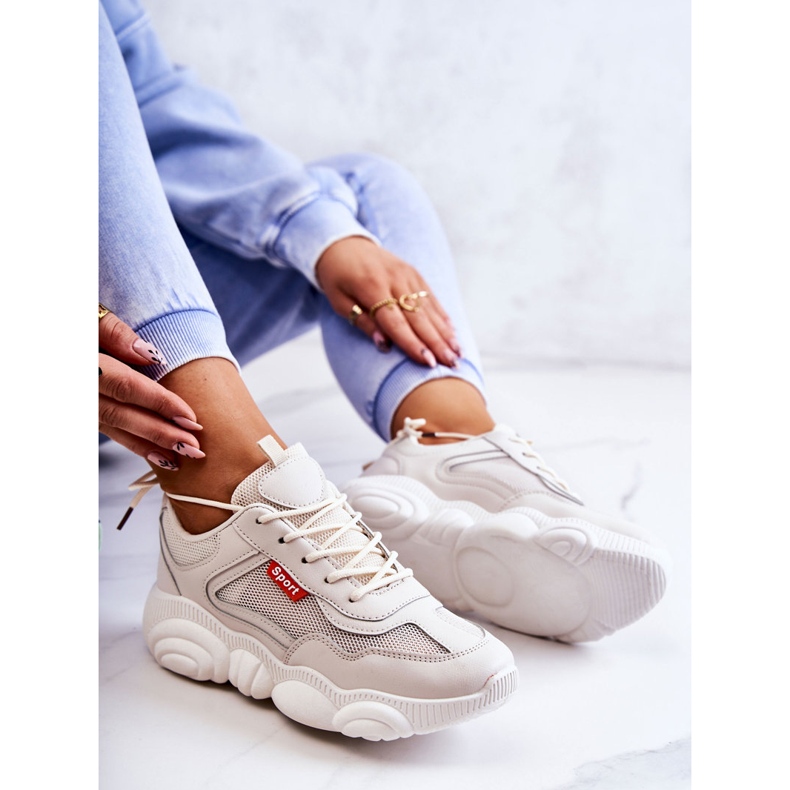 Women's Sneakers Sport Shoes With Mesh Beige Sallis 1