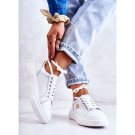 Vinceza Leather Sport Shoes With White Calerie Decoration golden 2