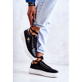 Vinceza Leather Sport Shoes With Black Calerie Decoration golden 3
