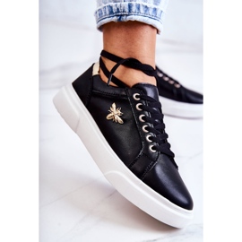 Vinceza Leather Sport Shoes With Black Calerie Decoration golden 5