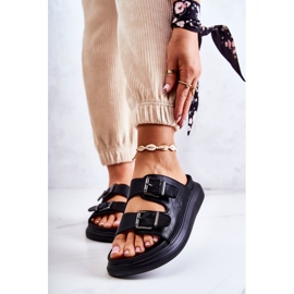 Women's Leather Slippers With Buckle La.Fi Black Nariss 1 Women's Leather Slippers With Buckle La.Fi Black Nariss 1