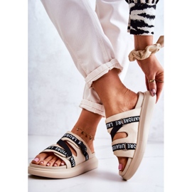 Women's Fashionable Leather Slippers La.Fi Beige Menifis black 2