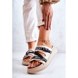 Women's Fashionable Leather Slippers La.Fi Beige Menifis black 1