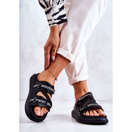 Women's Fashionable Leather Slippers La.Fi Black Menifis white 2 Women's Fashionable Leather Slippers La.Fi Black Menifis white 2