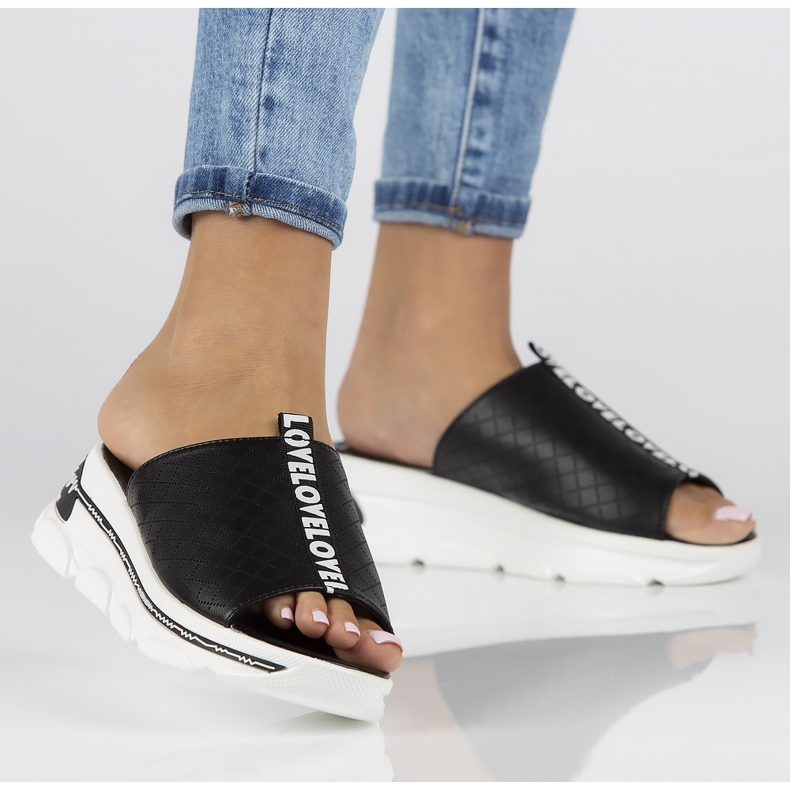 Leather slippers Filippo DK3679 / 22 Bk black 1