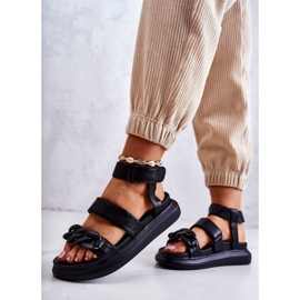 Leather Sandals With Chain La.Fi Black Alissia 2