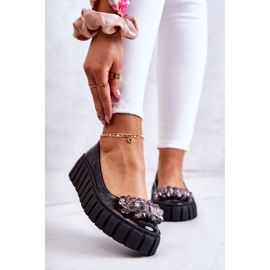 PA2 Leather Ballerinas On Platform With Black Ladette Ornament 1