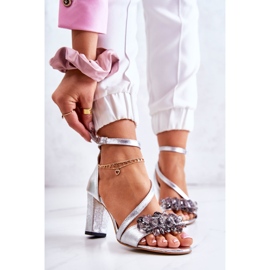 PA2 Women's Leather Sandals On High Heel Silver Torine 1 PA2 Women's Leather Sandals On High Heel Silver Torine 1