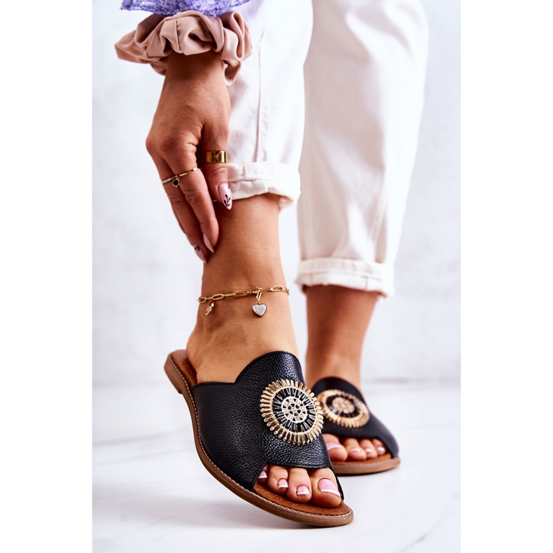 Leather Fashionable Slippers Lewski Shoes 3132 / O Black 1 Leather Fashionable Slippers Lewski Shoes 3132 / O Black 1