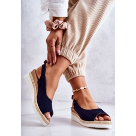 Women's Sandals On Wedge Big Star JJ276046 Navy Blue 2