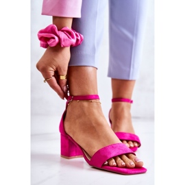 Vinceza Fashionable Suede Sandals On A Bar Fuchsia Rovena pink 1