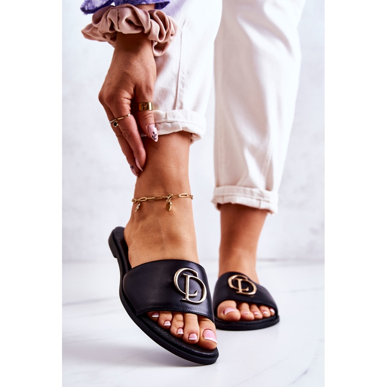 Leather Women's Slippers Nicole 2735 Black 1 Leather Women's Slippers Nicole 2735 Black 1