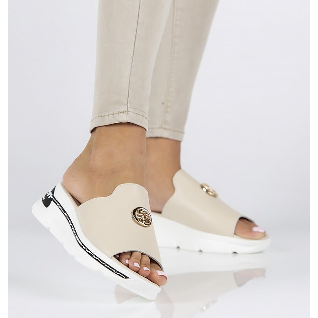 Leather slippers Filippo DK3872 / 22 Be beige 1