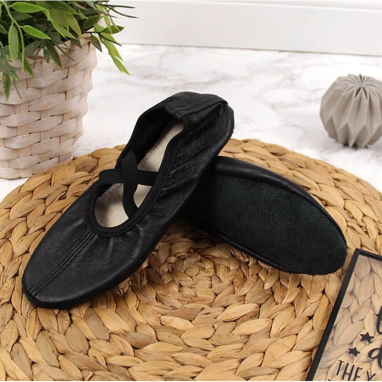 Leather ballet shoes with black elastic bands Nazo 2