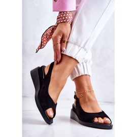 Vinceza Women's Suede Buckle Sandals Black Camille 2