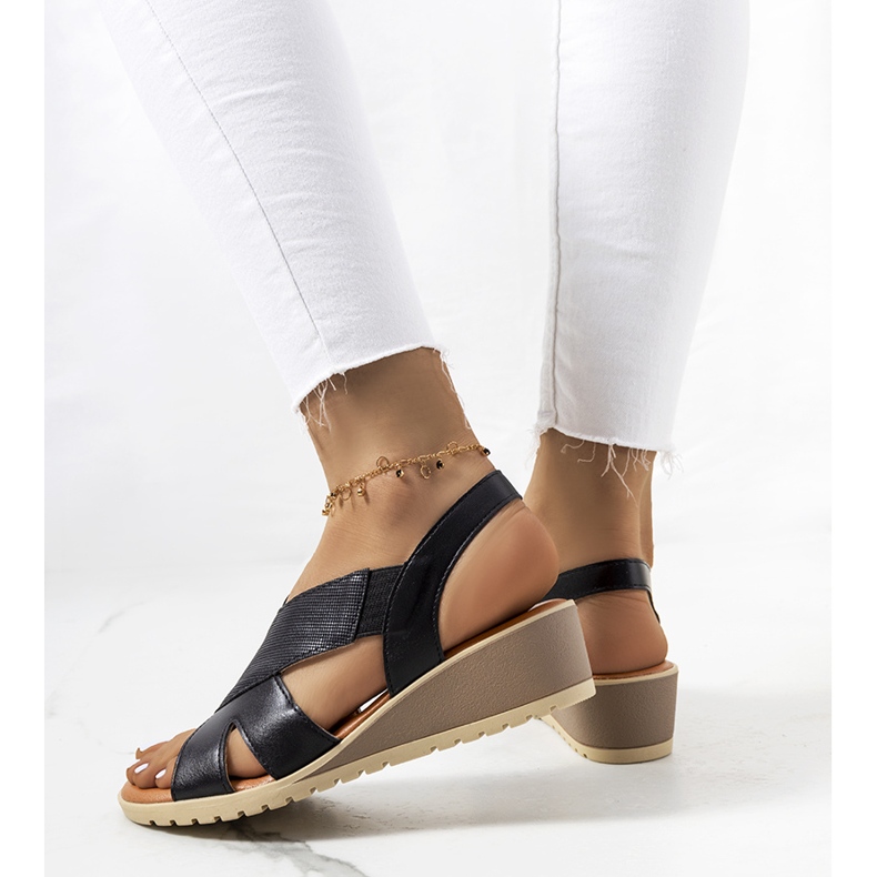 Black wedge sandals from Grovas 1