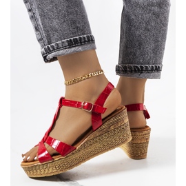 Red Dalziel wedge sandals 1