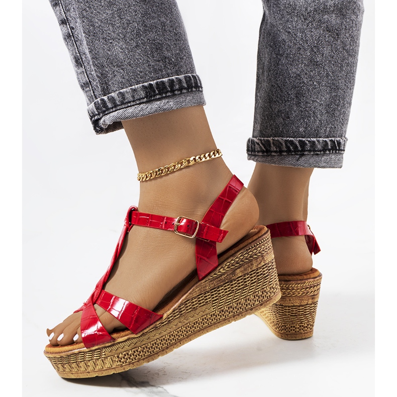 Red Dalziel wedge sandals 1